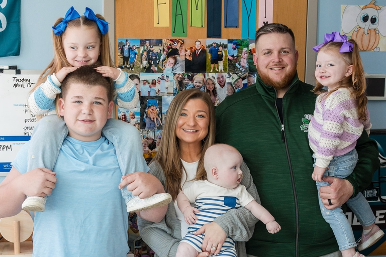 KJ Muldoon with his family. The kid treated with personalised crispr treatment