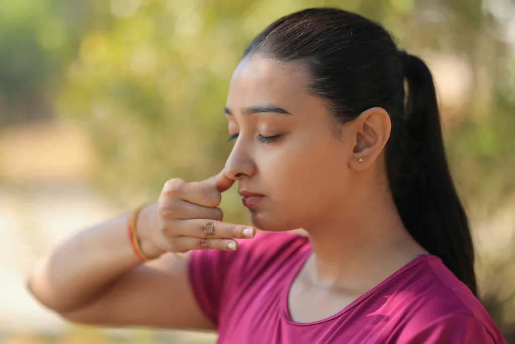 Inhale deeply through your nose.